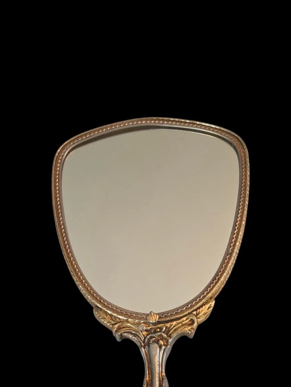 Vintage Stylebuilt Gold Plate Vanity Set Hollywood Regency Mirror & Hairbrush